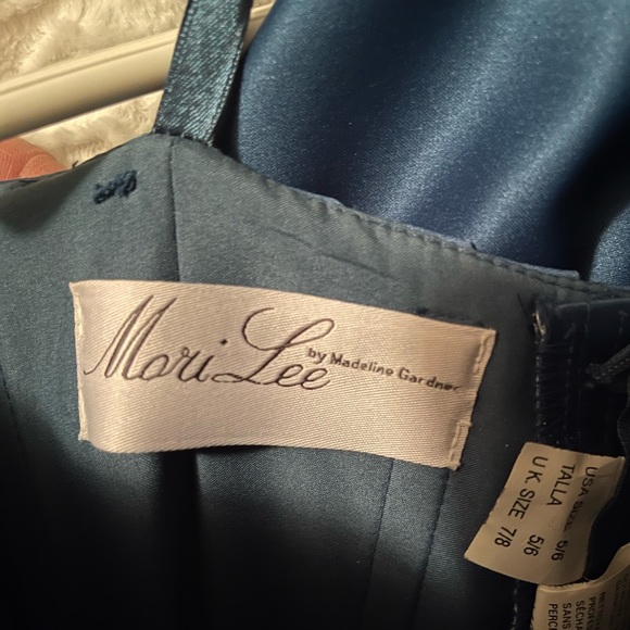 Mori Lee Teal Tea Length Cocktail Dress - Picture 8 of 9